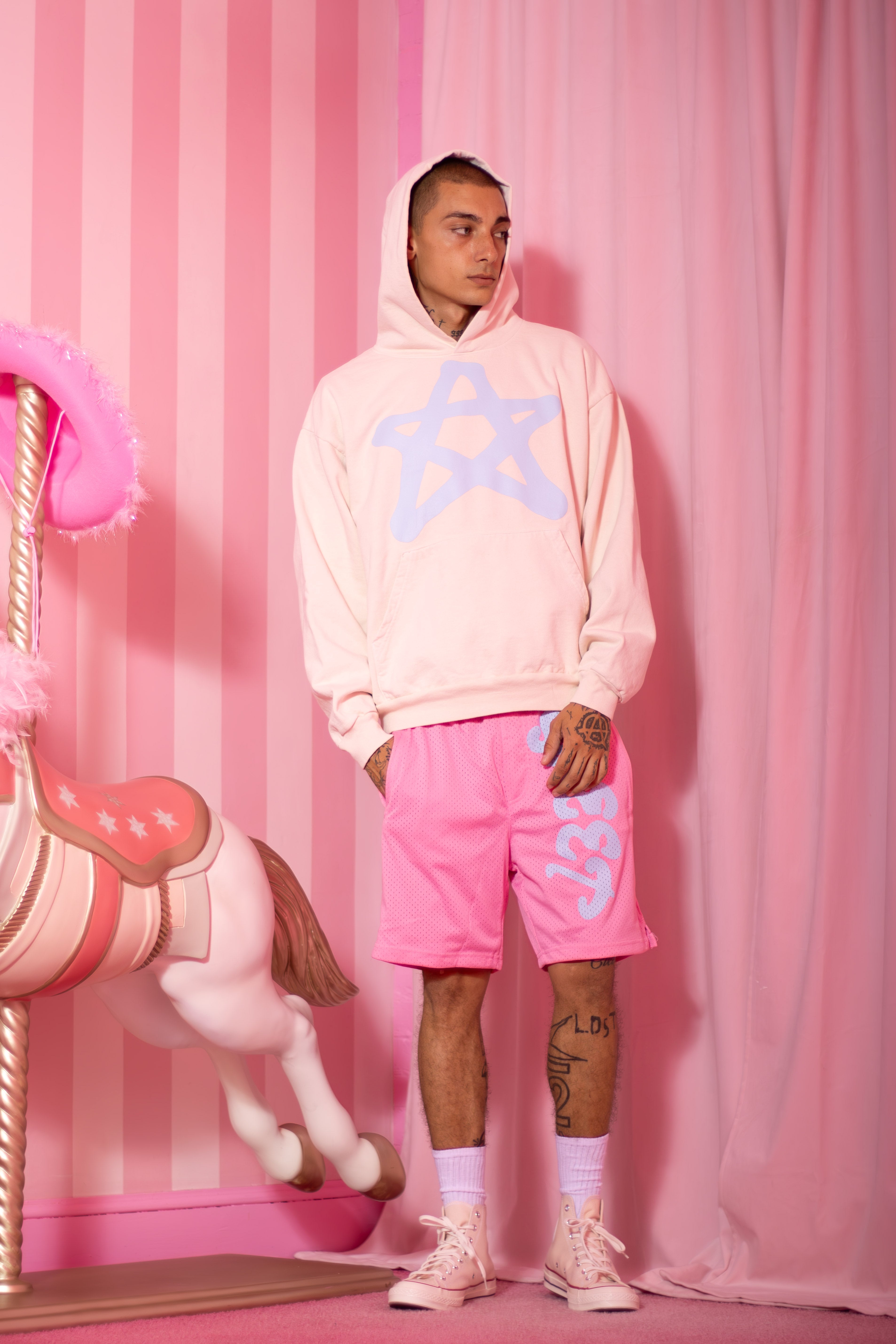 STAR HOODIE BLUE/CREME