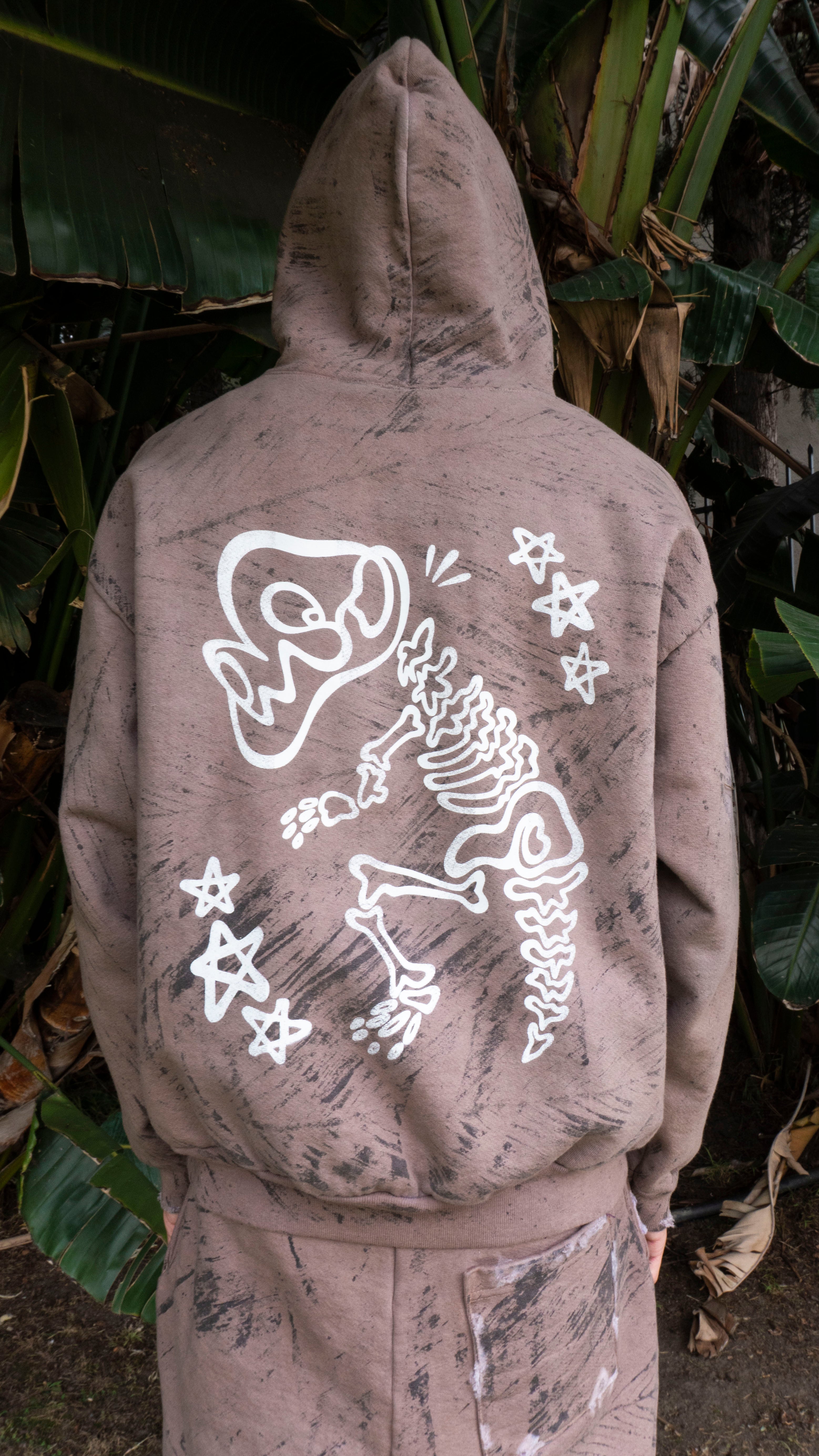 DINO BONES HOODIE BLACK/BROWN