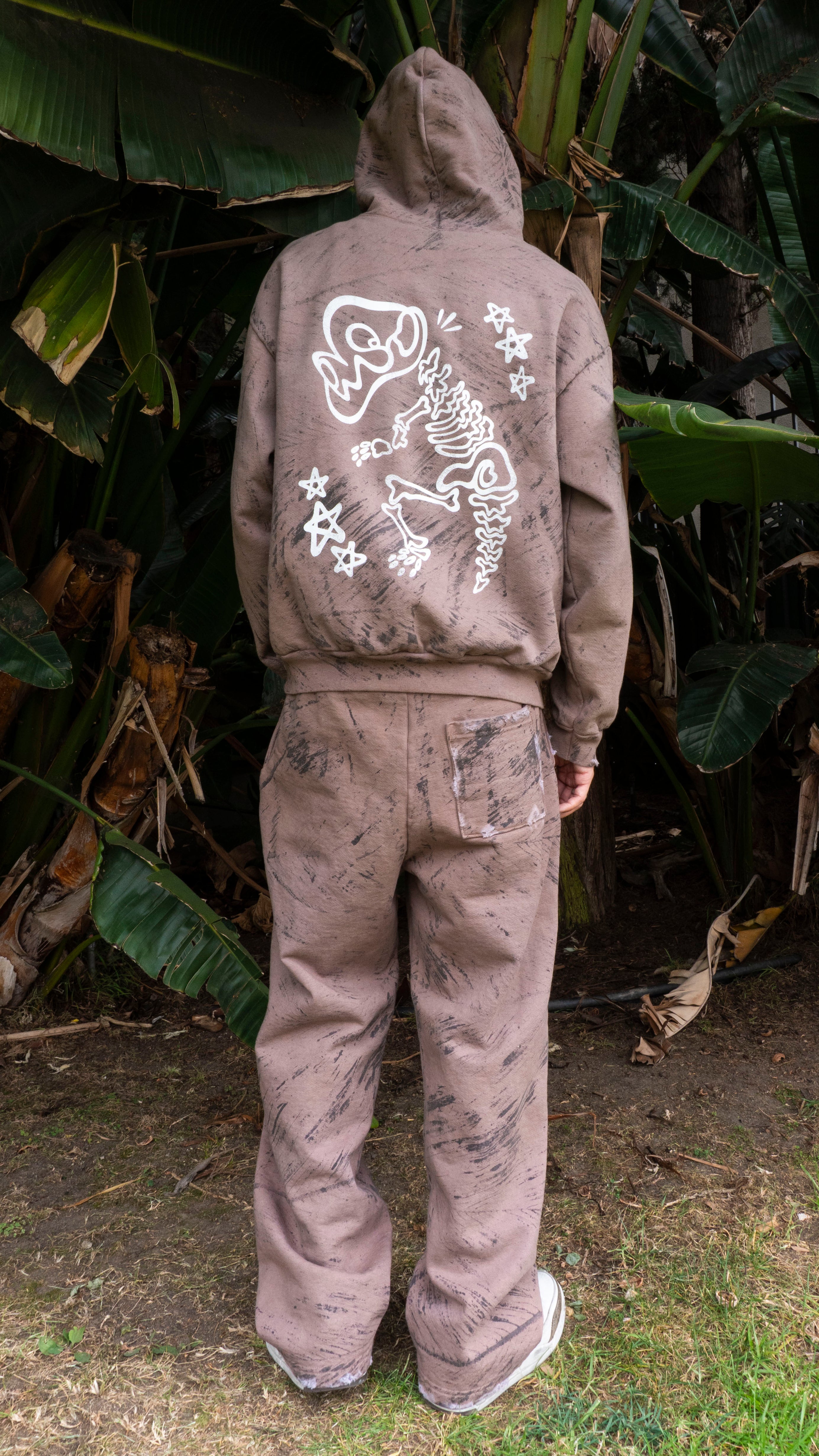 DINO BONES HOODIE BLACK/BROWN