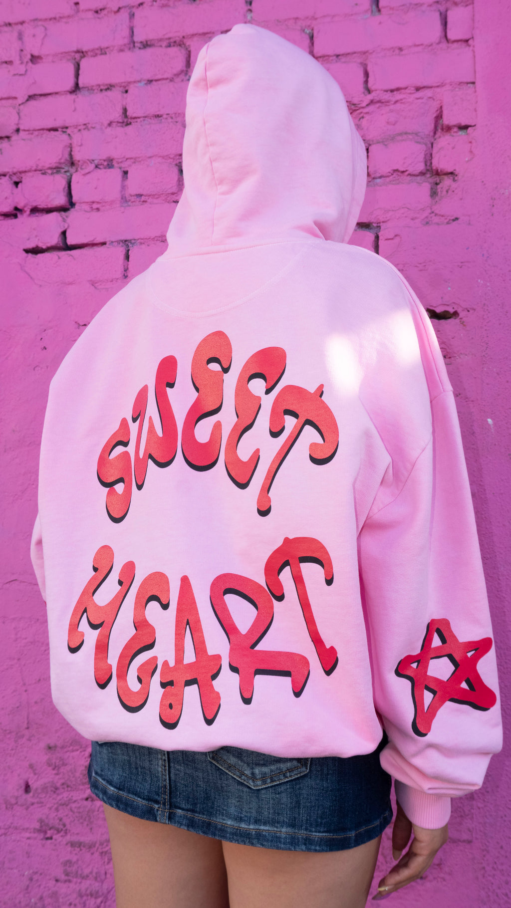 2-TONE HEART HOODIE RED/LIGHT PINK