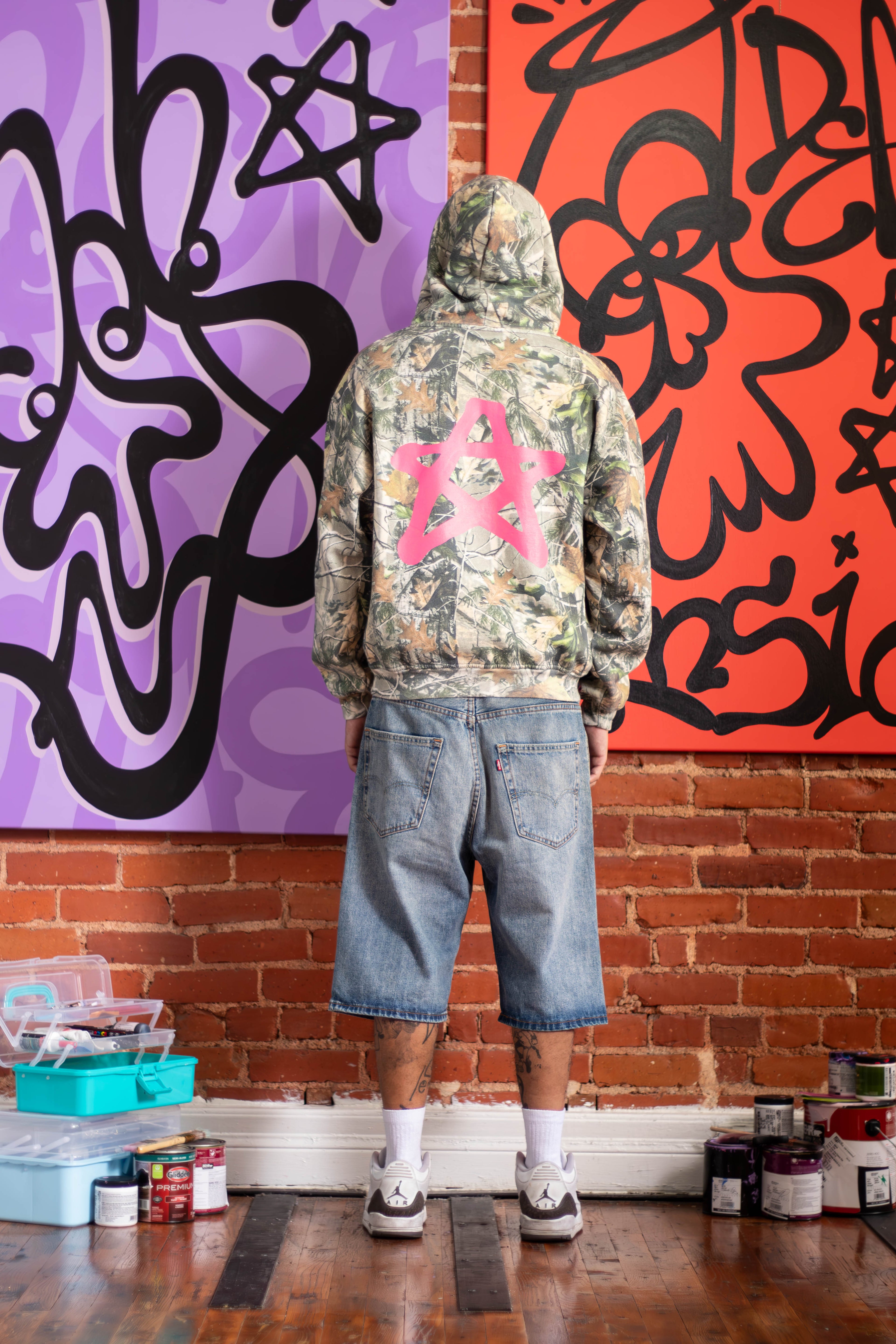 STAR HOODIE PINK/TREE CAMO