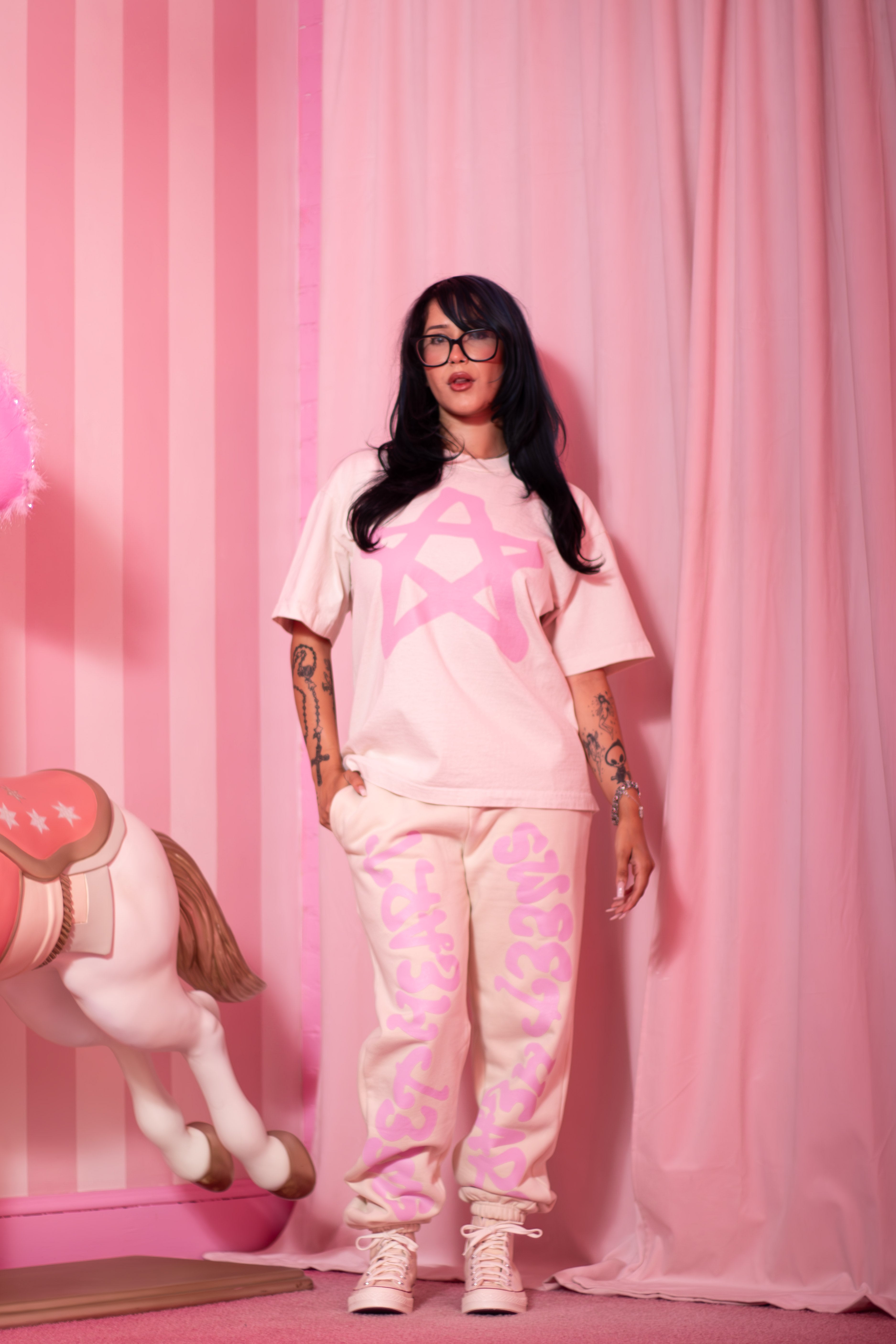SWEETHEART SWEATPANTS PINK/CREME