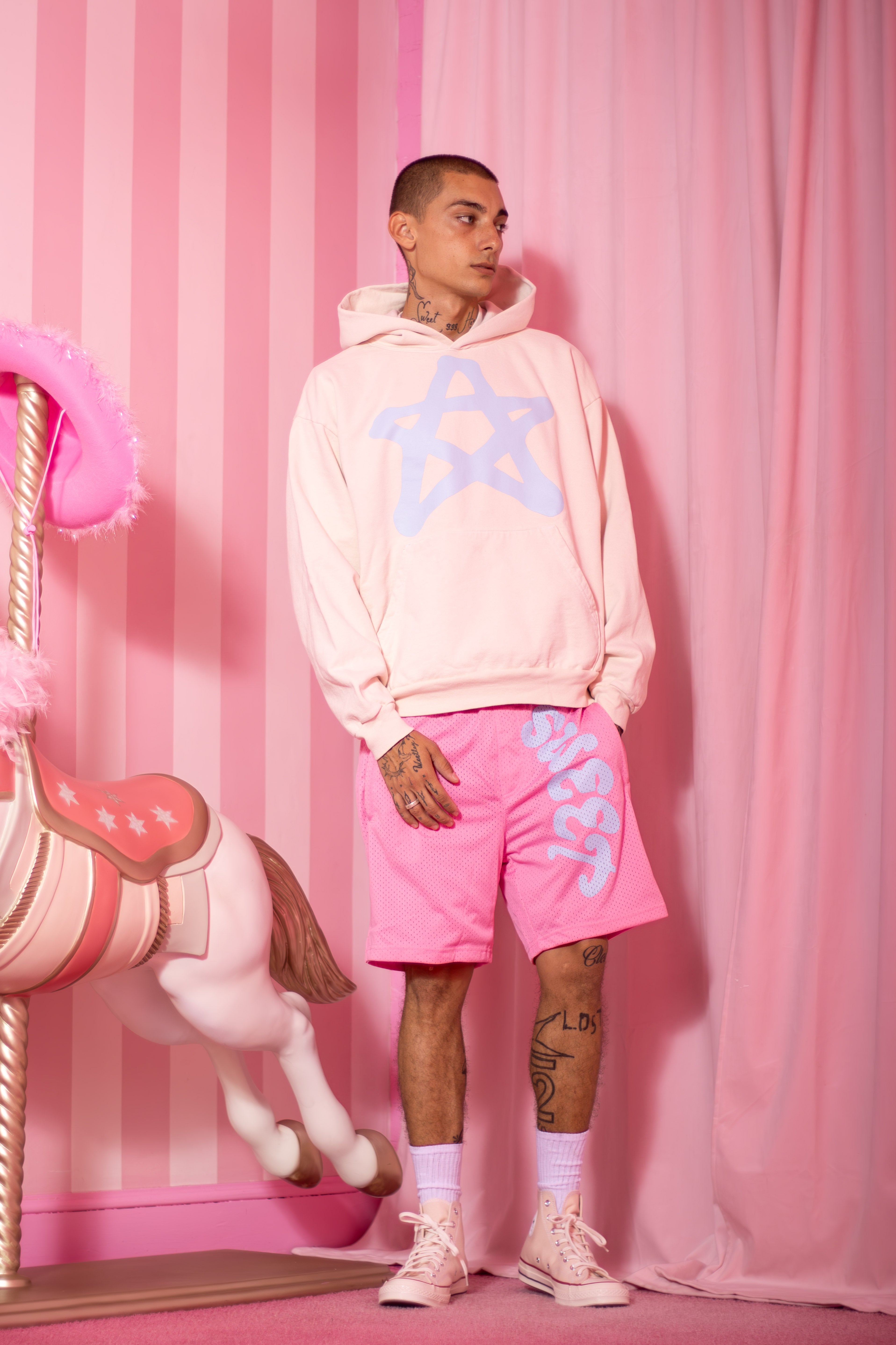 STAR HOODIE BLUE/CREME