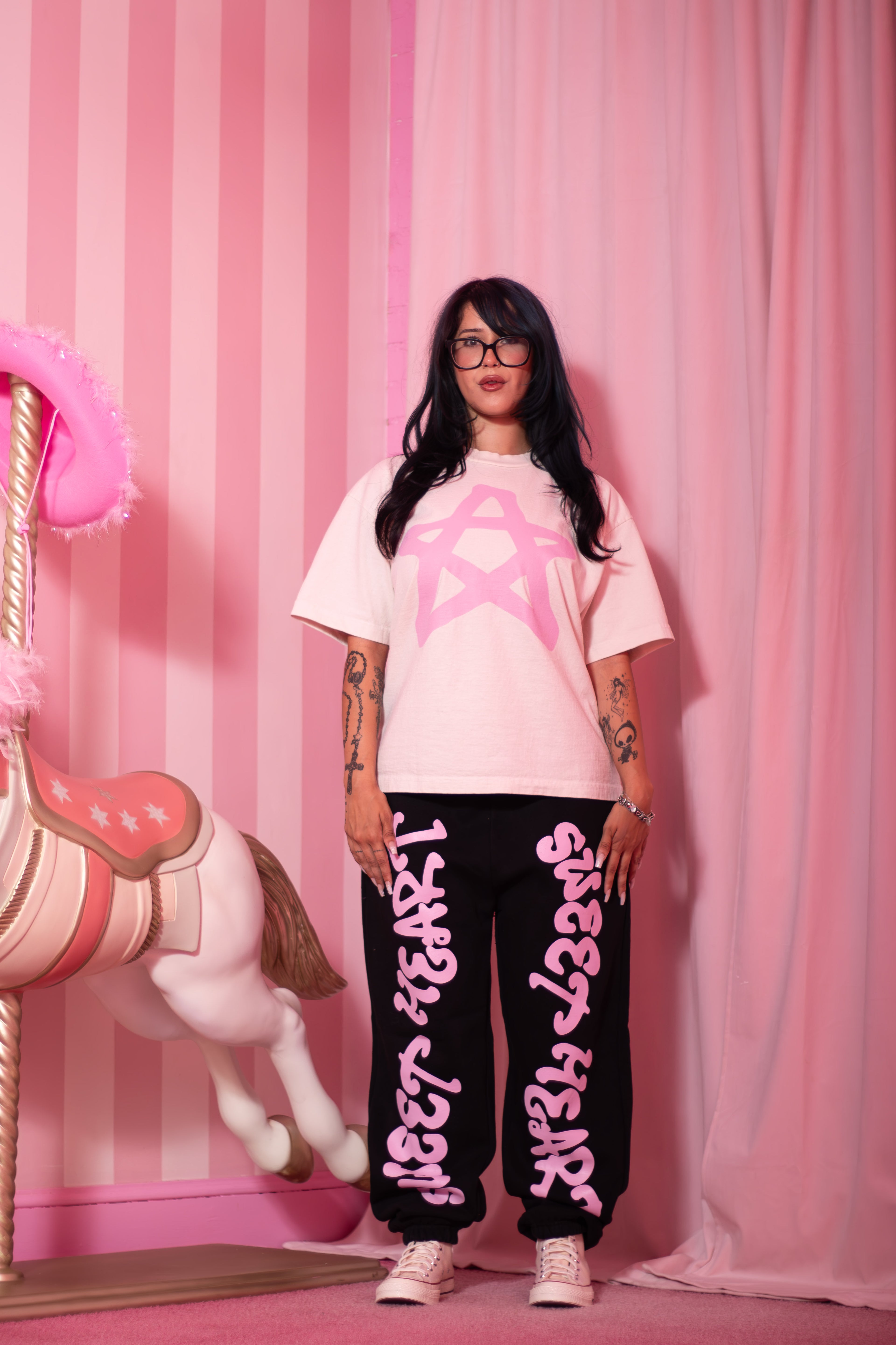 SWEETHEART SWEATPANTS PINK/BLACK