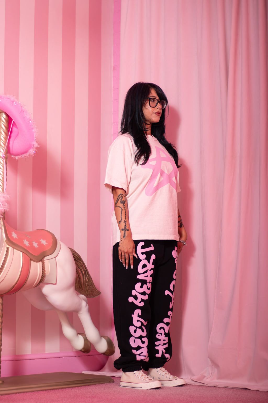 SWEETHEART SWEATPANTS PINK/BLACK