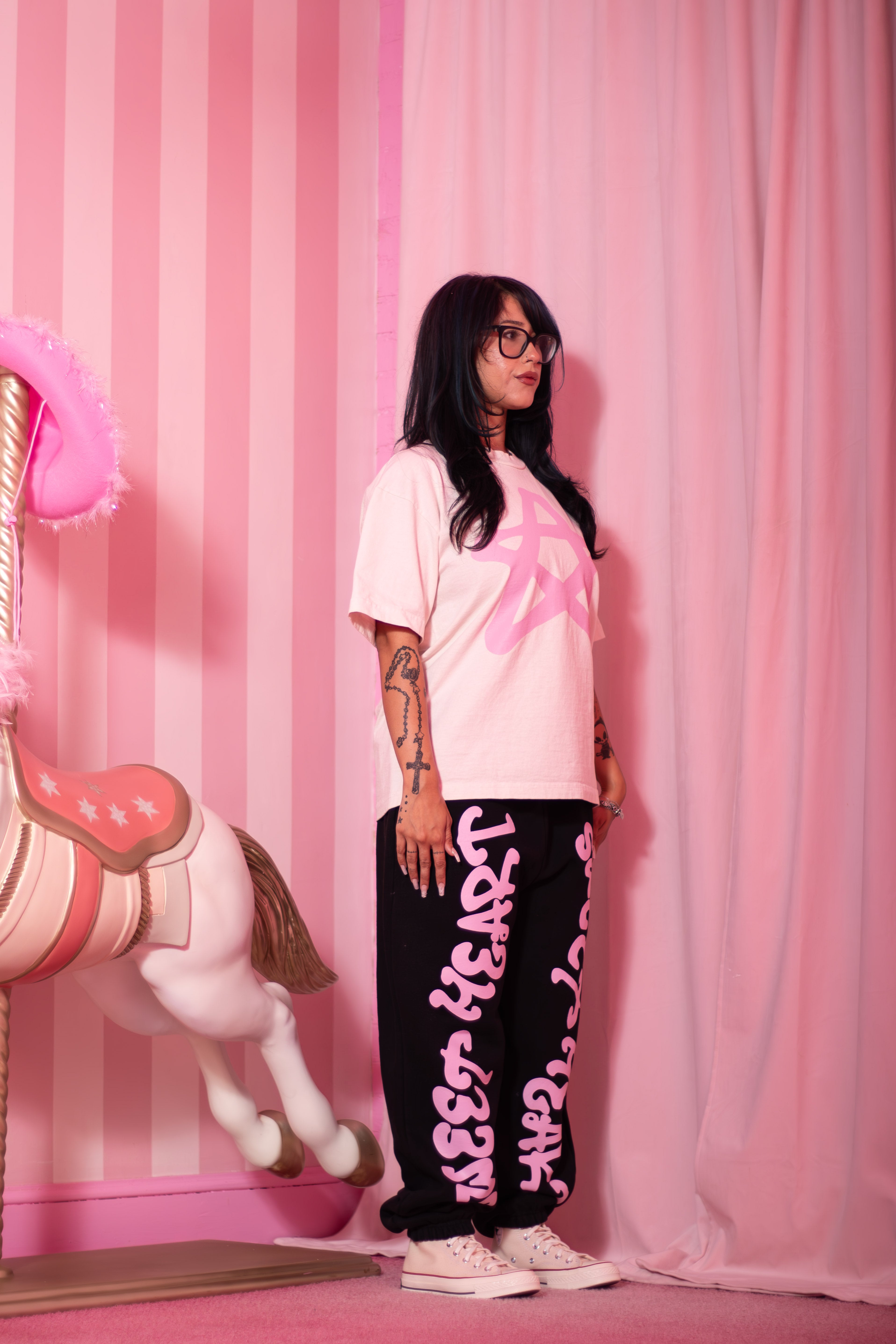 SWEETHEART SWEATPANTS PINK/BLACK
