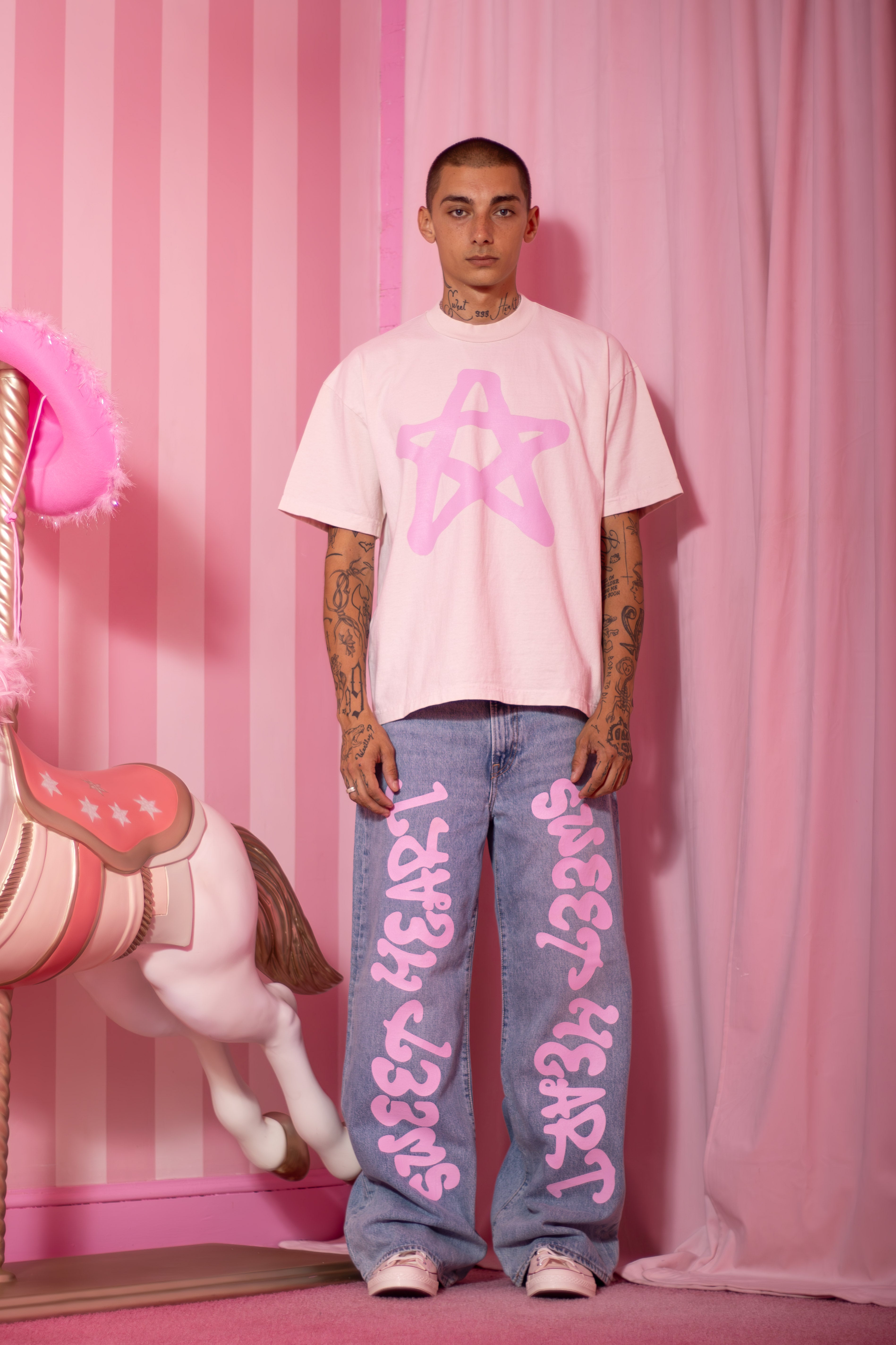 STAR T-SHIRT PINK/CREME