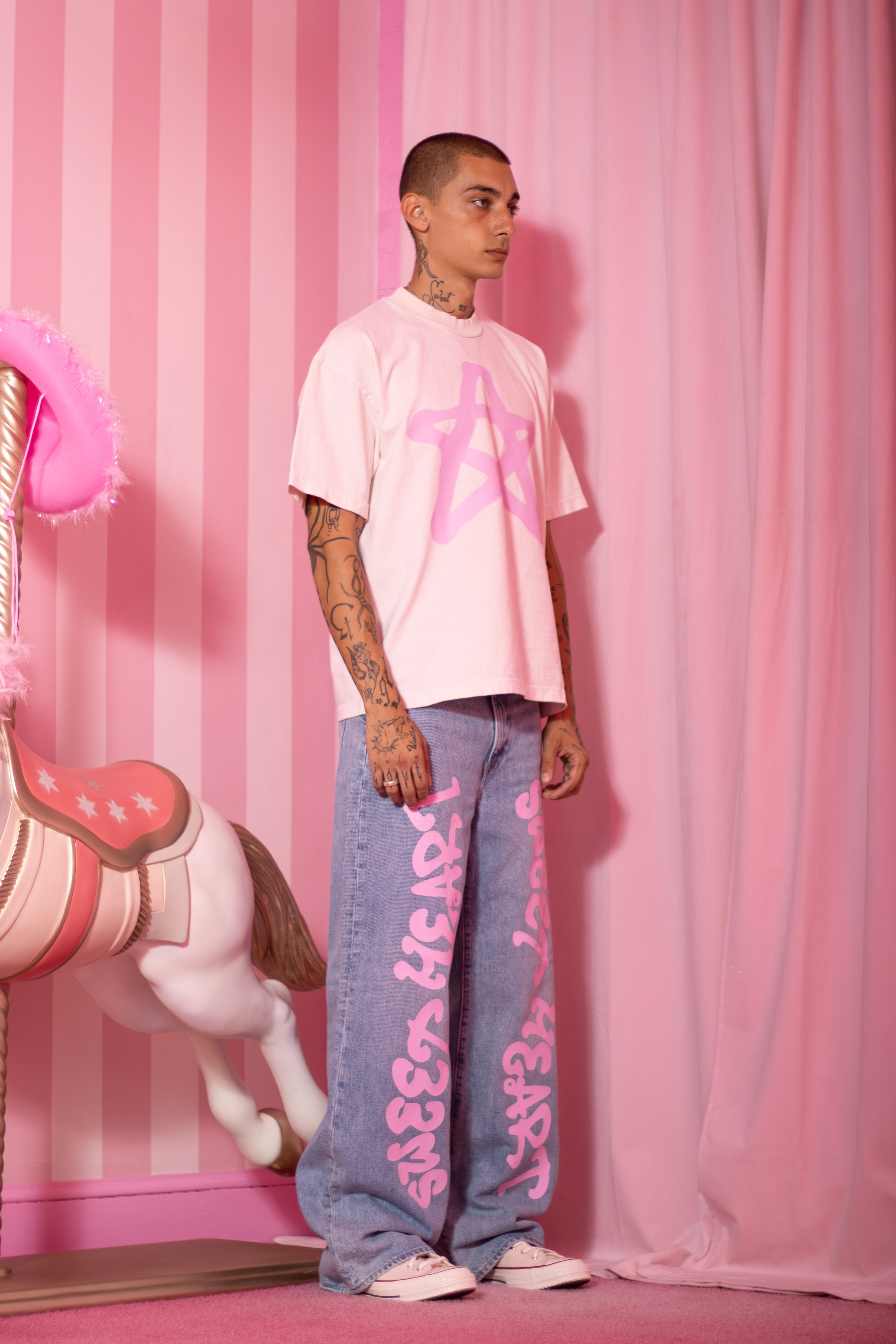 STAR T-SHIRT PINK/CREME