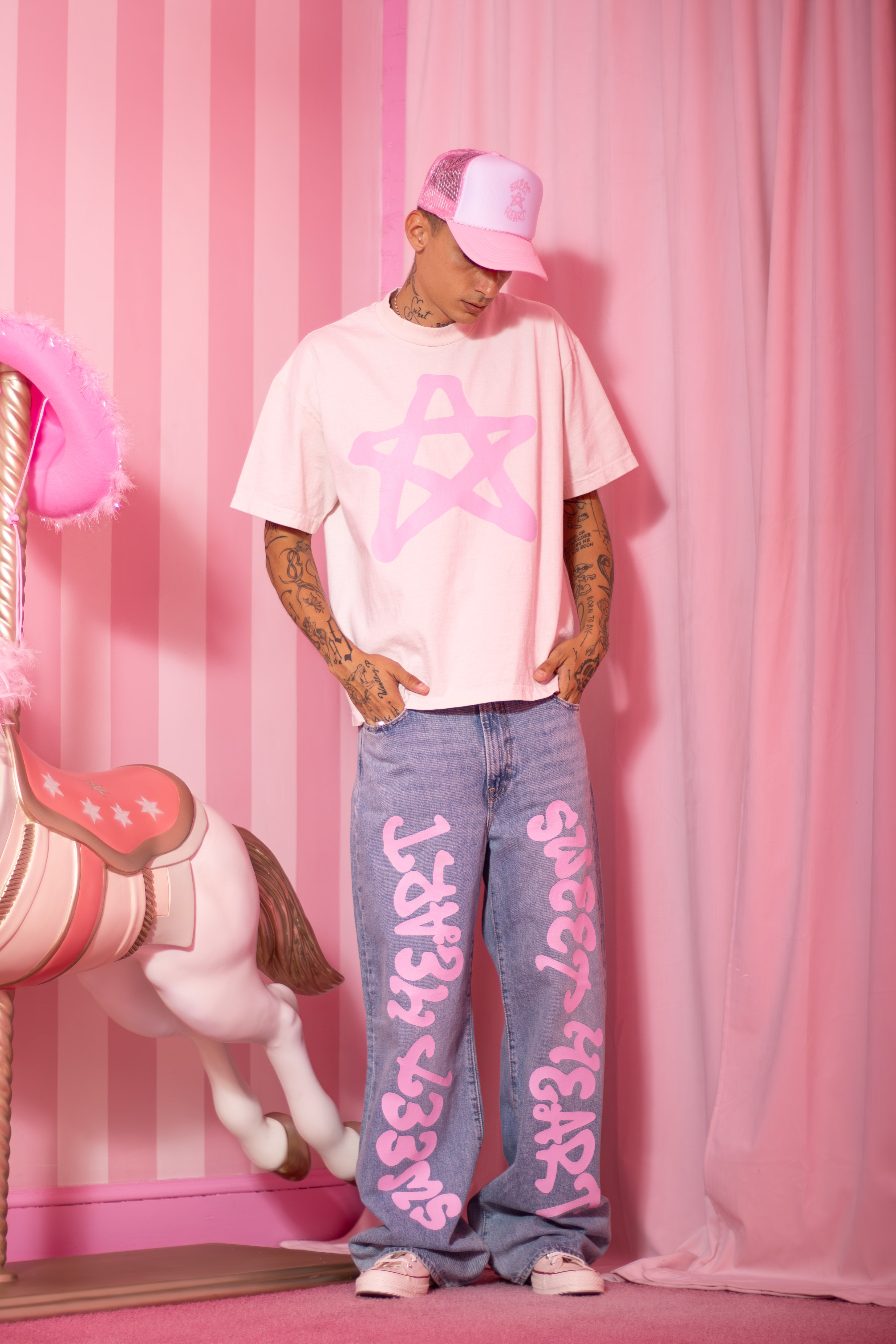 STAR T-SHIRT PINK/CREME