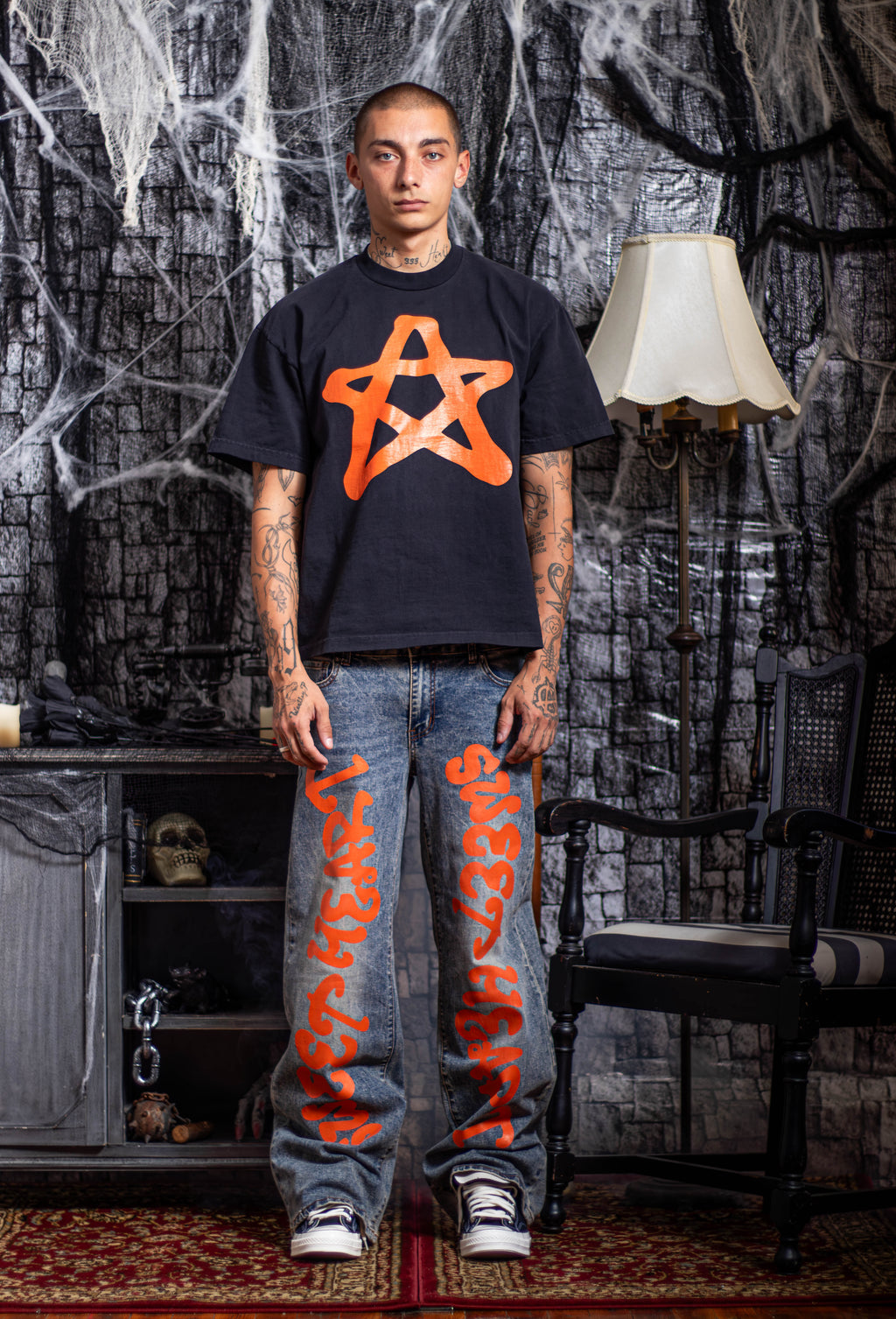 STAR T-SHIRT ORANGE/BLACK