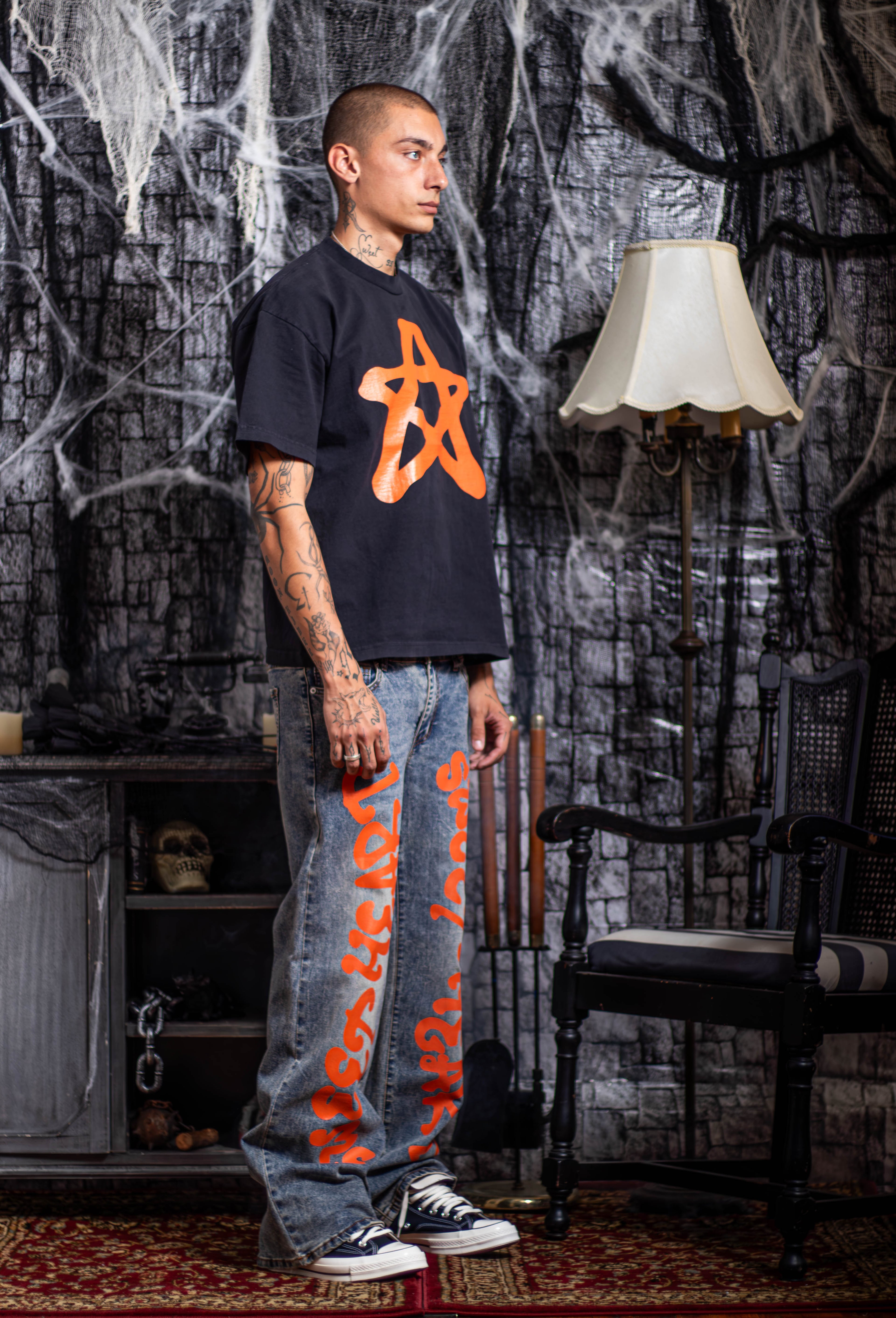 STAR T-SHIRT ORANGE/BLACK