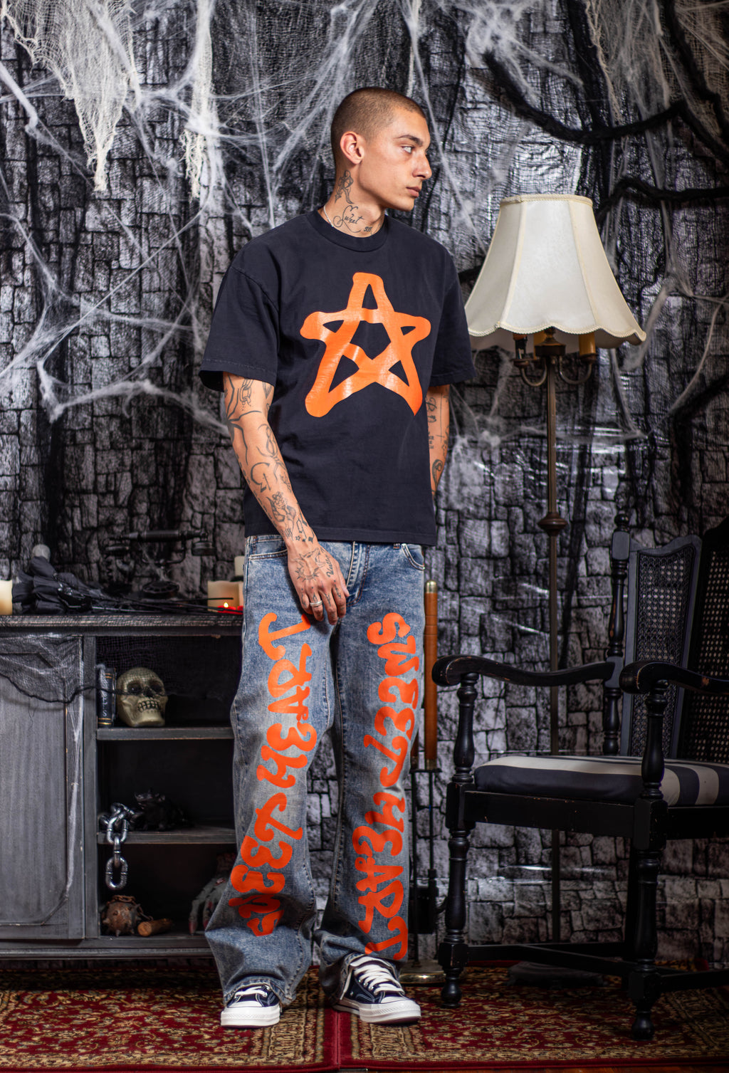 STAR T-SHIRT ORANGE/BLACK