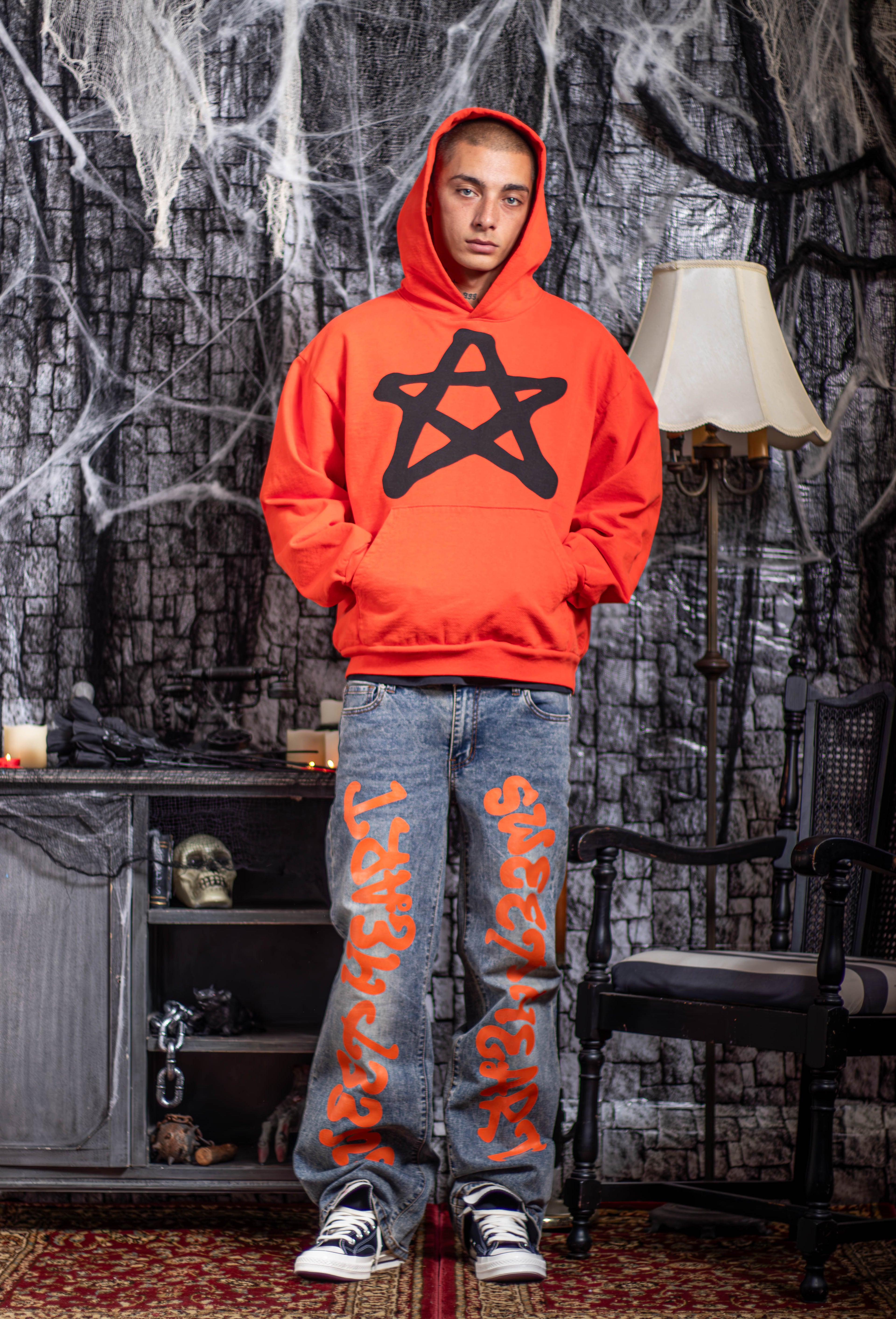 STAR HOODIE BLACK/ORANGE