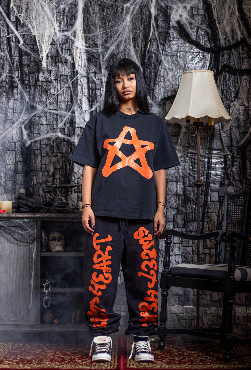 SWEETHEART SWEATPANTS ORANGE/BLACK