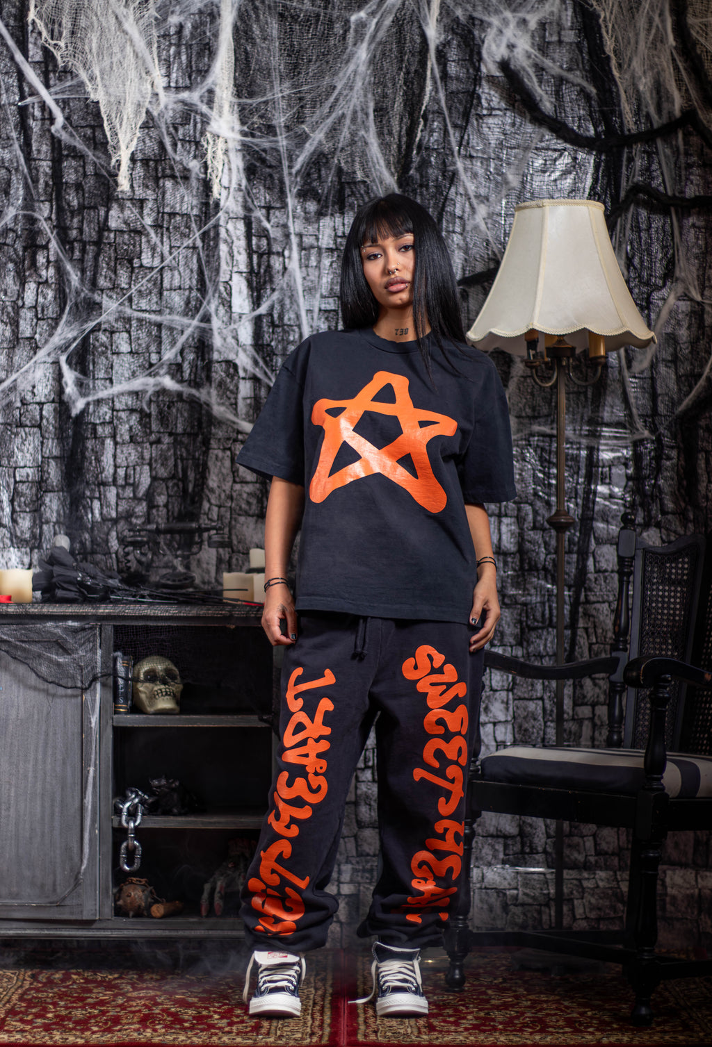 SWEETHEART SWEATPANTS ORANGE/BLACK