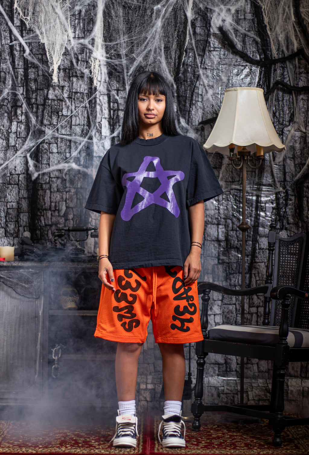 SWEETHEART GYM SHORTS BLACK/ORANGE