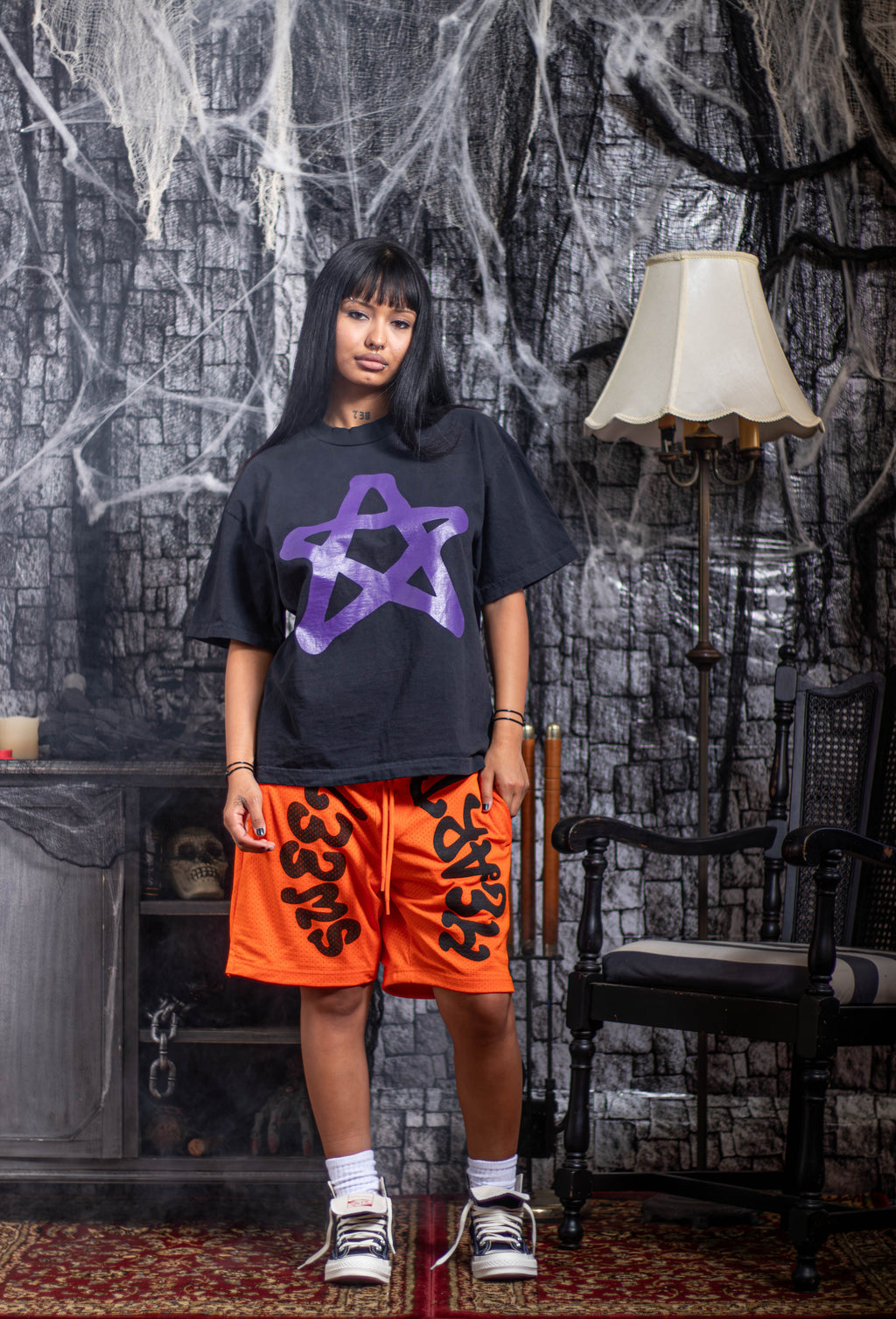 SWEETHEART GYM SHORTS BLACK/ORANGE