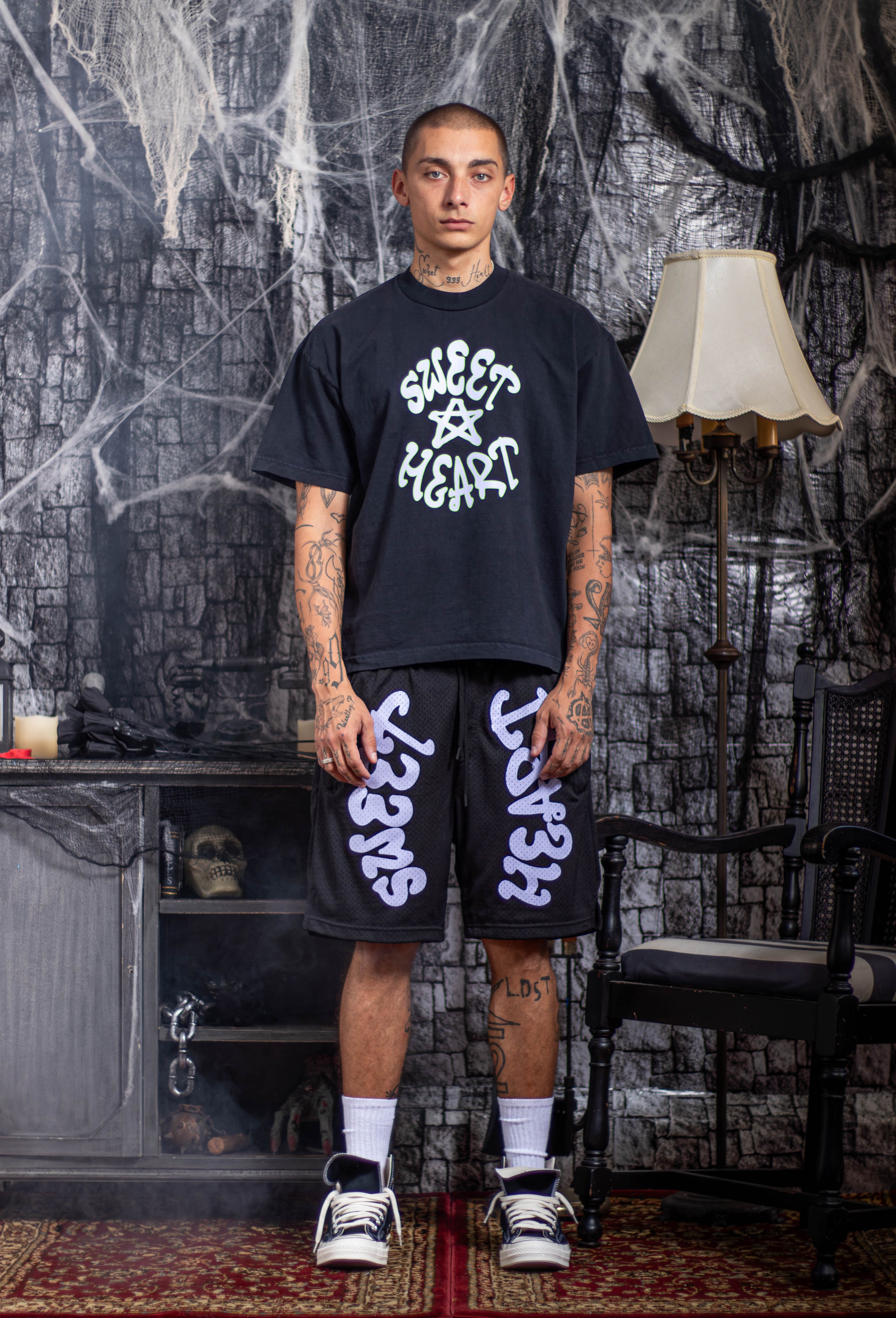 SWEETHEART GYM SHORTS LILAC/BLACK