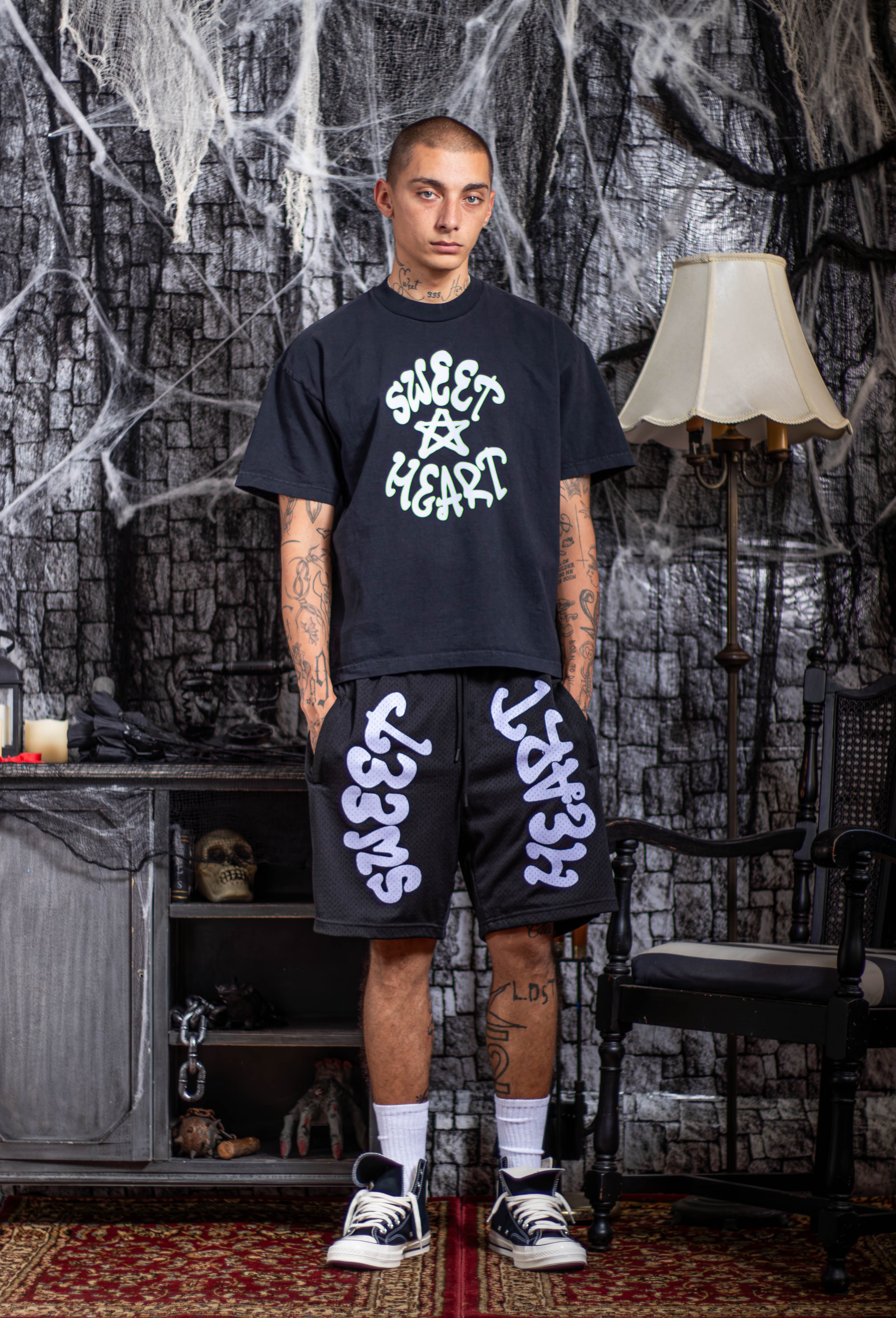 SWEETHEART GYM SHORTS LILAC/BLACK